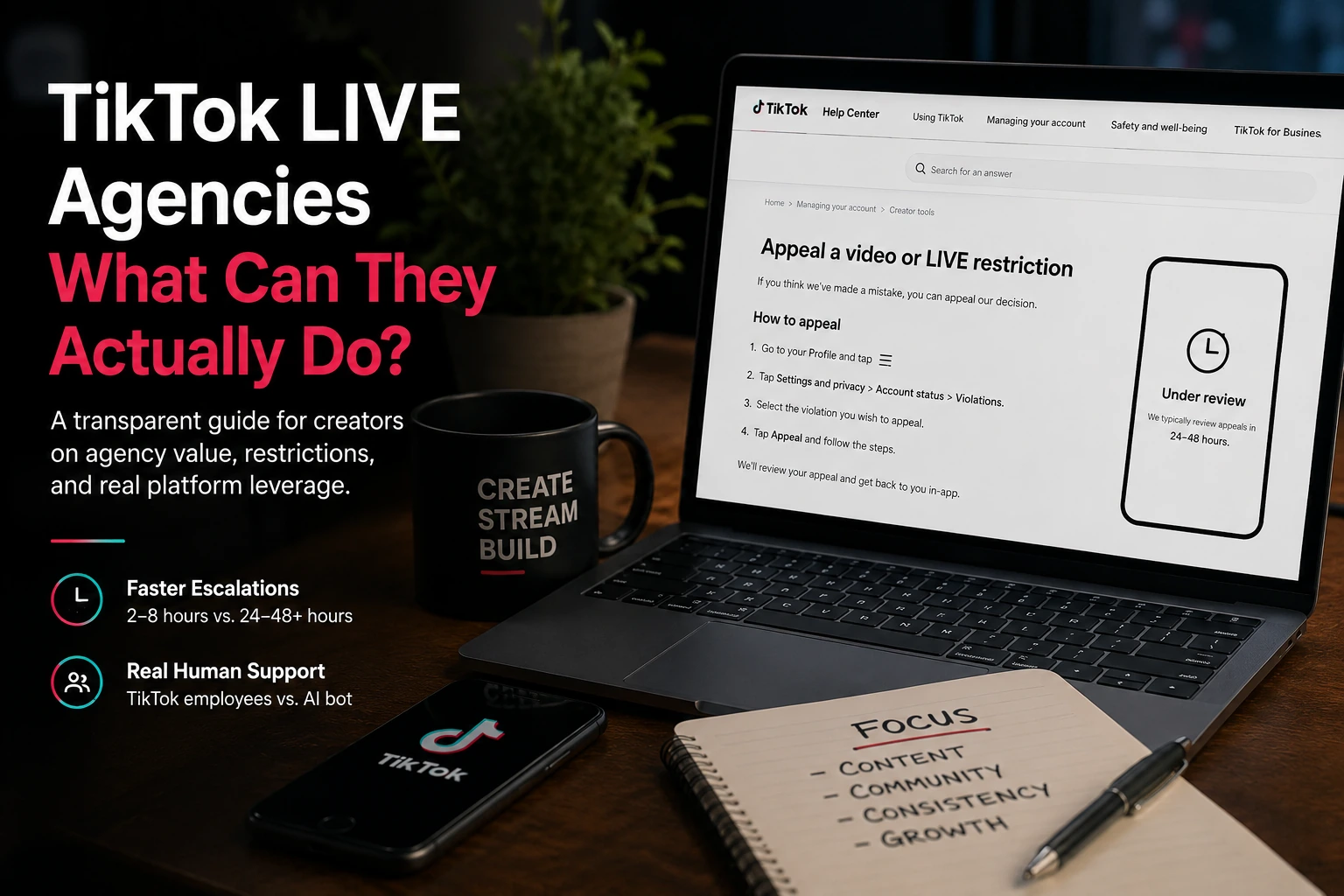 A livestream creator comparing independent TikTok creator tools with a Creator Network support and escalation dashboard.